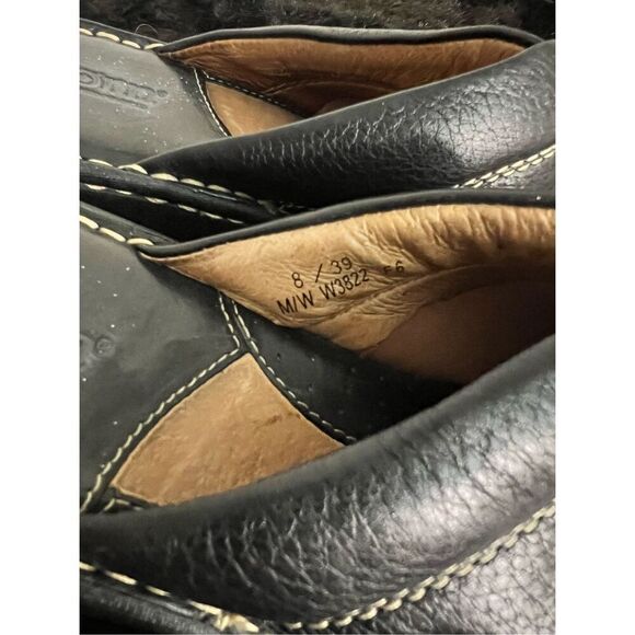 Size 8 Born womens black leather platform slip on clog - Picture 3 of 5